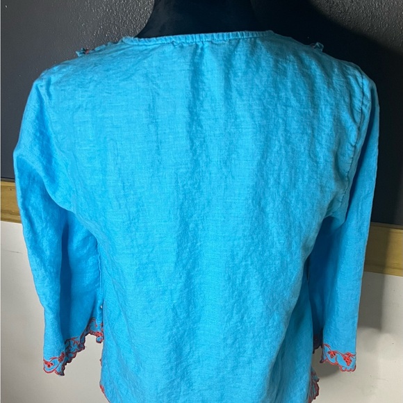J.Crew tunic blouse in a beautiful shade of blue. Made of 100% linen size small - Picture 4 of 5